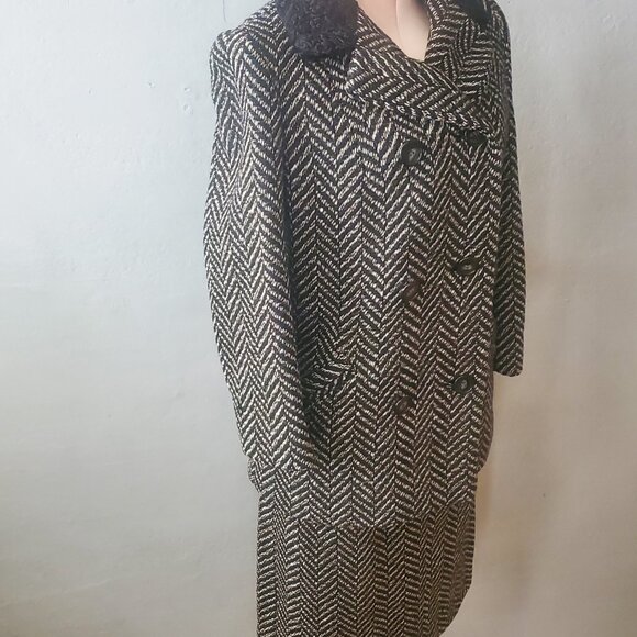 Anne Fogarty 2 Piece Tweed Skirt-Coat Set/ Women's Vintage Designer Suit - Picture 5 of 12